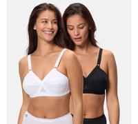 Playtex Lot de Soutiens-Gorge Cœur Croisé, Sujetador sin Aros, Mujer, Blanco/Negro, 115C