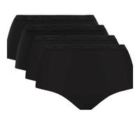 PLAYTEX Lote de 3 braguitas midi + 1 gratis de algodón orgánico. Color negro + negro + negro + negro