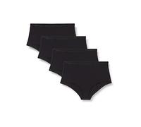Playtex Pack Bragas Midi de Algodón orgánico Mujer x4, Negro, S