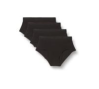 Playtex Pack Bragas Midi de Algodón orgánico Mujer x4, Negro, XS