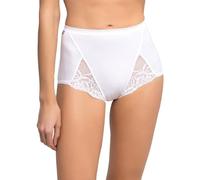 Playtex Pack de 2 bragas altas de algodón elástico con encaje Cotton & Lace Mujer x2, Blanco, S