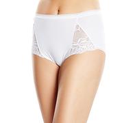 Playtex Pack de 2 bragas midi de algodón elástico con encaje Cotton & Lace Mujer x2, Blanco, S