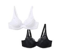 Playtex Pack Flower Elegance Underwired, Bra, Mujer, Multicolor (White/Black), 110C