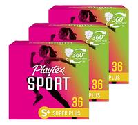 Playtex Sport Tampons, Super Plus Absorbency, Unscented - 36 Count (Pack of 3)