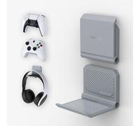 PlayVital 2 Kits Soporte de Pared Plegable para Mandos y Auriculares - Soportes Compatible con ps5/4 y Pulse 3D, Stand para Xbox Series X/S, Base de Pared para Nintendo Switch Pro (New Hope Gray)