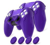 PlayVital 2 Piezas de Funda de Silicona para ps5 Mando Antideslizante Material de Premium Ajuste Diseño Cyber Mech Futurista Cubierta Protectora Compatible con ps5 Base de Carga Oficial-Violeta