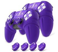 PlayVital 2 Piezas Funda de Silicona para ps5 - Cubierta Antideslizante con Tapas de Joystick y Pegatinas para Panel Táctil y D-Pad, Compatible con ps5 Estación de Carga (Edición Runes - Violeta)
