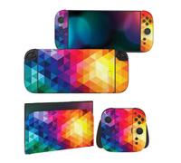 PlayVital 2 Sets de Fundas Adhesivas de Vinilo para Nintendo Switch 2 (2025), Pegatinas Personalizadas para Consola, Grips, Dock y Agarre, Protector Decorativo Completo (Triángulo Colorido)