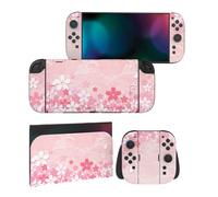 PlayVital 2 Sets de Fundas Adhesivas de Vinilo para Nintendo Switch 2 (2025), Pegatinas Personalizadas para Consola, Grips, Dock y Agarre, Protector Decorativo Completo (Flor de Cerezo)