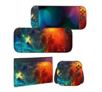 PlayVital 2 Sets de Fundas Adhesivas de Vinilo para Nintendo Switch 2 (2025), Pegatinas Personalizadas para Consola, Grips, Dock y Agarre, Protector Decorativo Completo (Universo Naranja)