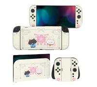 PlayVital 2 Sets de Fundas Adhesivas de Vinilo para Nintendo Switch 2 (2025), Pegatinas Personalizadas para Consola, Grips, Dock y Agarre, Protector Decorativo Completo (Gatito de Flores de Cerezo)