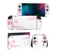 PlayVital 2 Sets de Fundas Adhesivas de Vinilo para Nintendo Switch 2 (2025), Pegatinas Personalizadas para Consola, Grips, Dock y Agarre, Protector Decorativo Completo (Flor de Cerezo Cayendo)