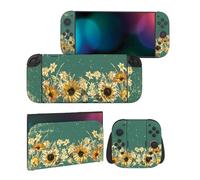 PlayVital 2 Sets de Fundas Adhesivas de Vinilo para Nintendo Switch 2 (2025), Pegatinas Personalizadas para Consola, Grips, Dock y Agarre, Protector Decorativo Completo (Girasoles)