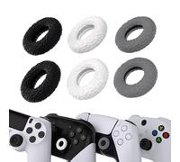 PlayVital 3 Pares de Anillos de Silicona para Joystick - Diseño Donut, Thumb Grips Universales para ps5/4, para Xbox Series X/S, para Xbox One/Elite Series 2 Core, para Switch Pro (Gris Negro Blanco)