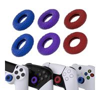 PlayVital 3 Pares de Anillos de Silicona para Joystick - Diseño Donut, Thumb Grips Universales para ps5/4, para Xbox Series X/S, para Xbox One/Elite Series 2 Core, para Switch Pro (Rojo Azul Violeta)