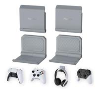PlayVital 4 Kits Soporte de Pared Plegable para Mandos y Auriculares - Soportes Compatible con ps5/4 y Pulse 3D, Stand para Xbox Series X/S, Base de Pared para Nintendo Switch Pro (New Hope Gray)