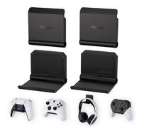 PlayVital 4 Kits Soporte de Pared Plegable para Mandos y Auriculares - Soportes Compatible con ps5/4 y Pulse 3D, Stand para Xbox Series X/S, Base de Pared para Nintendo Switch Pro (Negro)