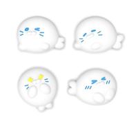 PlayVital 4 Piezas de Agarres para el Pulgar para Nintendo Switch 2 2025, Kawaii Tapas de Silicona para Joysticks de Joycon, Protector para Joystick, Accesorios para Switch 2 (Escuadrón de Focas)