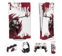 PlayVital Adhesivo Completo para ps5 Slim Digital Edición - Pegatina de Vinilo para Consola, Mando, Auriculares, Estación de Carga y Control Remoto, Protector Duradero (Zombi de Sangre)