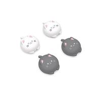 PlayVital Agarres para el Pulgar para ps5 Thumbstick Grip Caps para ps4 Mando Tapas de Agarre para Xbox Series X/S Tapas de Joystick para Switch Pro Control(Linda Gatita-Blanco+Gris)