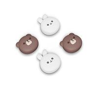 PlayVital Agarres para Pulgar para Nintendo Switch Joycon, Tapas de Joystick de Silicona, Thumb Grips para Switch/OLED/Lite, Protectores de Thumbstick (Oso Gordito & Conejito)