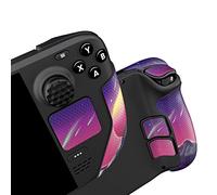 PlayVital Almohadilla de Goma Suave con Textura para Steam Deck LCD & OLED Pegatina para Mejorar el Agarre de la Piel Protector con Botón Trasero y Tapas de Pulgar(Panal Textura-La Cyber Luna)
