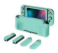 PlayVital AlterGrips Carcasa Dura para Nintendo Switch - Funda Protectora Rígida Intercambiable con Protector de Pantalla & Tapas para Pulgar & Pegatinas de Botón, Diseño Destacado (Verde)