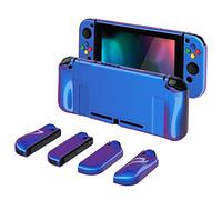 PlayVital AlterGrips Carcasa Dura para Nintendo Switch - Funda Protectora Rígida Intercambiable con Protector de Pantalla & Tapas para Pulgar & Pegatinas de Botón (Camaleónica de Azul a Violeta)