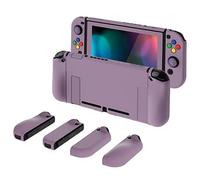 PlayVital AlterGrips Carcasa Dura para Nintendo Switch - Funda Protectora Rígida Intercambiable con Protector de Pantalla & Tapas para Pulgar & Pegatinas de Botón, Diseño Destacado (Violeta Grisáceo)