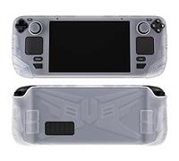 PlayVital Armor Series Funda Protectora para Steam Deck Accesorios Cubierta Protector de Silicona Suave con Diseño de Botón Trasero & Tapas de Agarre para el Pulgar para Steam Deck(Blanco Claro)