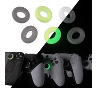 PlayVital BuffeRings Silicona Anillos de Precisión para Joystick - para ps5/4, para Xbox Series X/S, para Xbox One, para Xbox 360, para Switch Pro y para Steam Deck(Negro&Blanco&Brilla en Oscuridad)
