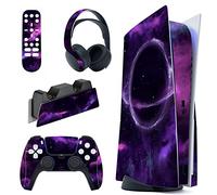 PlayVital Calcomanía Vinilo para ps5 Edición Disc - Pegatina Completa para Consola, Control, Base de Recarga, Control Remoto y Audífonos, Skins Cubierta Protectora Adhesiva(Espacio Profundo Púrpura)