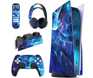 PlayVital Calcomanía Vinilo para ps5 Edición Disc - Pegatina Completa para Consola, Control, Base de Recarga, Control Remoto y Audífonos, Skins Cubierta Protectora Adhesiva(Galaxia multidimensional)