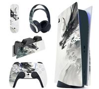 PlayVital Calcomanía Vinilo para ps5 Edición Disc - Pegatina Completa para Consola, Control, Estación de Recarga, Control Remoto y Audífonos, Skins Cubierta Protectora Adhesiva(Dragón Ink Spirit)