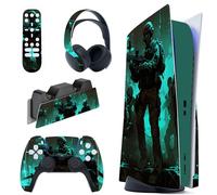 PlayVital Calcomanía Vinilo para ps5 Edición Disc - Pegatina Completa para Consola, Control, Estación de Recarga, Control Remoto y Audífonos, Skins Cubierta Protectora Adhesiva(Intrepidez)