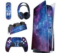 PlayVital Calcomanía Vinilo para ps5 Edición Disc - Pegatina Completa para Consola, Control, Estación de Recarga, Control Remoto y Audífonos, Skins Cubierta Protectora Adhesiva(Magic Sky)