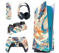 PlayVital Calcomanía Vinilo para ps5 Edición Disc - Pegatina Completa para Consola, Control, Estación de Recarga, Control Remoto y Audífonos, Skins Cubierta Protectora Adhesiva(Elíseo del Dragón)