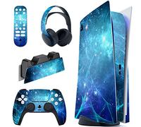 PlayVital Calcomanía Vinilo para ps5 Edición Disc - Pegatina Completa para Consola, Control, Estación de Recarga, Control Remoto y Audífonos, Skins Cubierta Protectora Adhesiva(Nebulosa Azul)