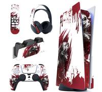 PlayVital Calcomanía Vinilo para ps5 Edición Disc - Pegatina Completa para Consola, Control, Estación de Recarga, Control Remoto y Audífonos, Skins Cubierta Protectora Adhesiva(Zombi de Sangre)