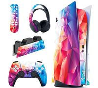 PlayVital Calcomanía Vinilo para ps5 Edición Disc - Pegatina Completa para Consola, Control, Estación de Recarga, Control Remoto y Audífonos, Skins Cubierta Protectora Adhesiva(Dazzling Prism)