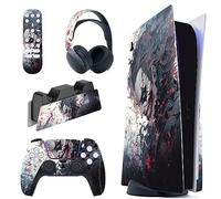 PlayVital Calcomanía Vinilo para ps5 Edición Disc - Pegatina Completa para Consola, Control, Estación de Recarga, Control Remoto y Audífonos, Skins Cubierta Protectora Adhesiva(Payaso Asesino)