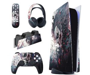 PlayVital Calcomanía Vinilo para ps5 Edición Disc - Pegatina Completa para Consola, Control, Estación de Recarga, Control Remoto y Audífonos, Skins Cubierta Protectora Adhesiva(Payaso Asesino)