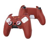 PlayVital Cute Demon Kawaii Funda de Silicona para ps5 Control Accesorios Funda Linda Protectora Antideslizante Cover Gamepad Skin con Pegatina de TouchPad y Tapas de Joysticks para ps5 Mando(Rojo)