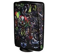 PlayVital Funda Antipolvo Vertical para ps5 - Cubierta Protectora Antirrayas y Anti-agua, Doble Capa con Forro Suave, Compatible con ps5 Digital & Estándar, Accesorio para Consola (Fiesta de Miedo)