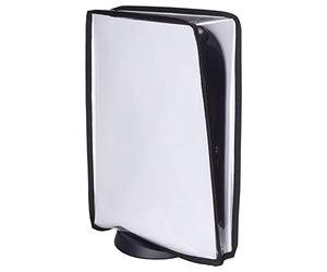 PlayVital Funda Antipolvo Vertical para ps5 - Cubierta Protectora Antirrayas y Anti-agua, Doble Capa con Forro Suave, Compatible con ps5 Digital & Estándar, Accesorio para Consola (Transparente)