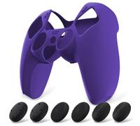 PlayVital Funda de Silicona Acoplable para ps5 Mando - Cubierta Protectora Antideslizante y Suave con 6 Tapas para Pulgar, Grip Mejorado, Compatible con Estación de Carga (Pure Series-Violeta)