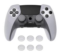 PlayVital Funda de Silicona Antideslizante para ps5 Edge - Carcasa Protectora con 6 Tapas de Joysticks, Cubierta de Goma Tacto Suave, Protector de Mando, Diseño 3D Tachonado (Blanco Claro)