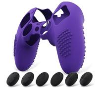 PlayVital Funda de Silicona Antideslizante para ps5 Edge - Carcasa Protectora con 6 Tapas de Joysticks, Cubierta de Goma Tacto Suave, Protector de Mando, Diseño 3D Tachonado (Púrpura)