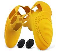 PlayVital Funda de Silicona Antideslizante para ps5 Edge - Cubierta Protectora con 2 Tapas para Joysticks, Protector de Goma para ps5 Edge Mando, Diseño Ergonómico (Edición Guardian - Amarillo)