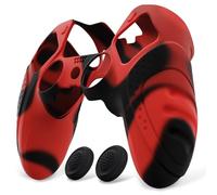 PlayVital Funda de Silicona Antideslizante para ps5 Edge - Cubierta Protectora con 2 Tapas para Joysticks, Protector de Goma para ps5 Edge Mando, Diseño Ergonómico (Edición Guardian - Negro&Rojo)